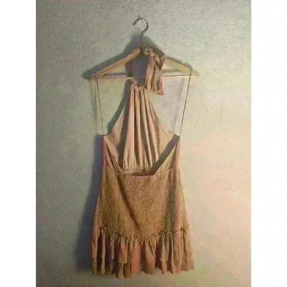 HALTER MINI DRESS WITH SMOCKED SKIRT - Picture 5 of 5